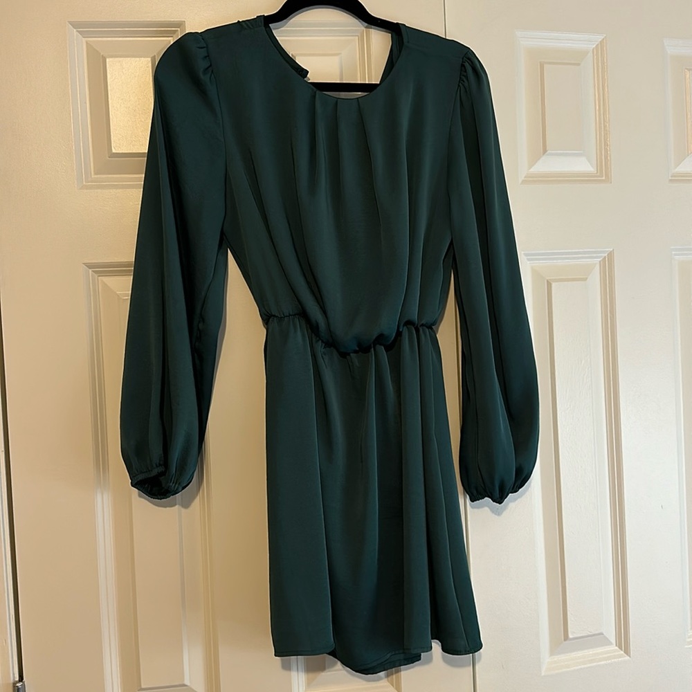 DARK GREEN BLOUSEY DRESS